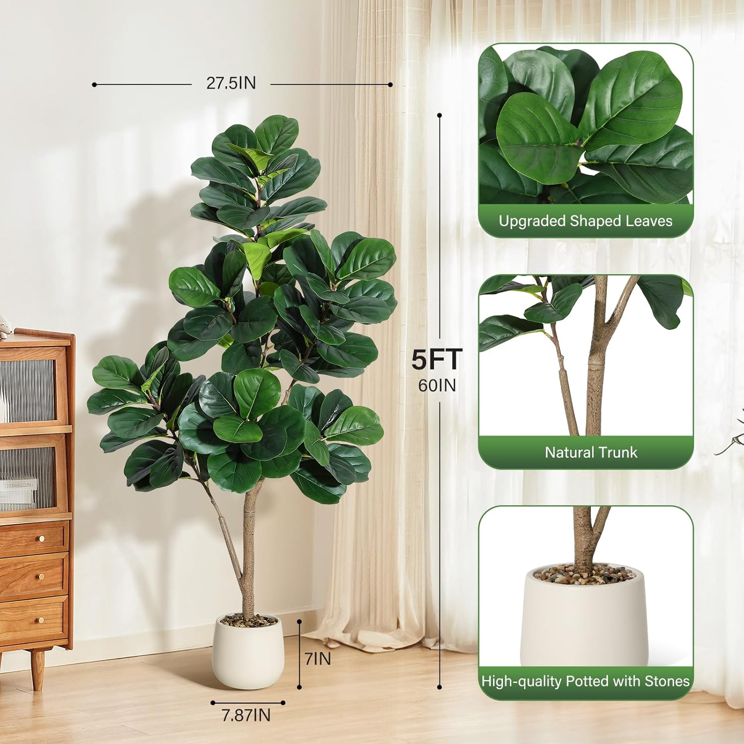 Fiddle Leaf Fig Tree Artificia - Ficus Lyrata Tree ulasan dan harga