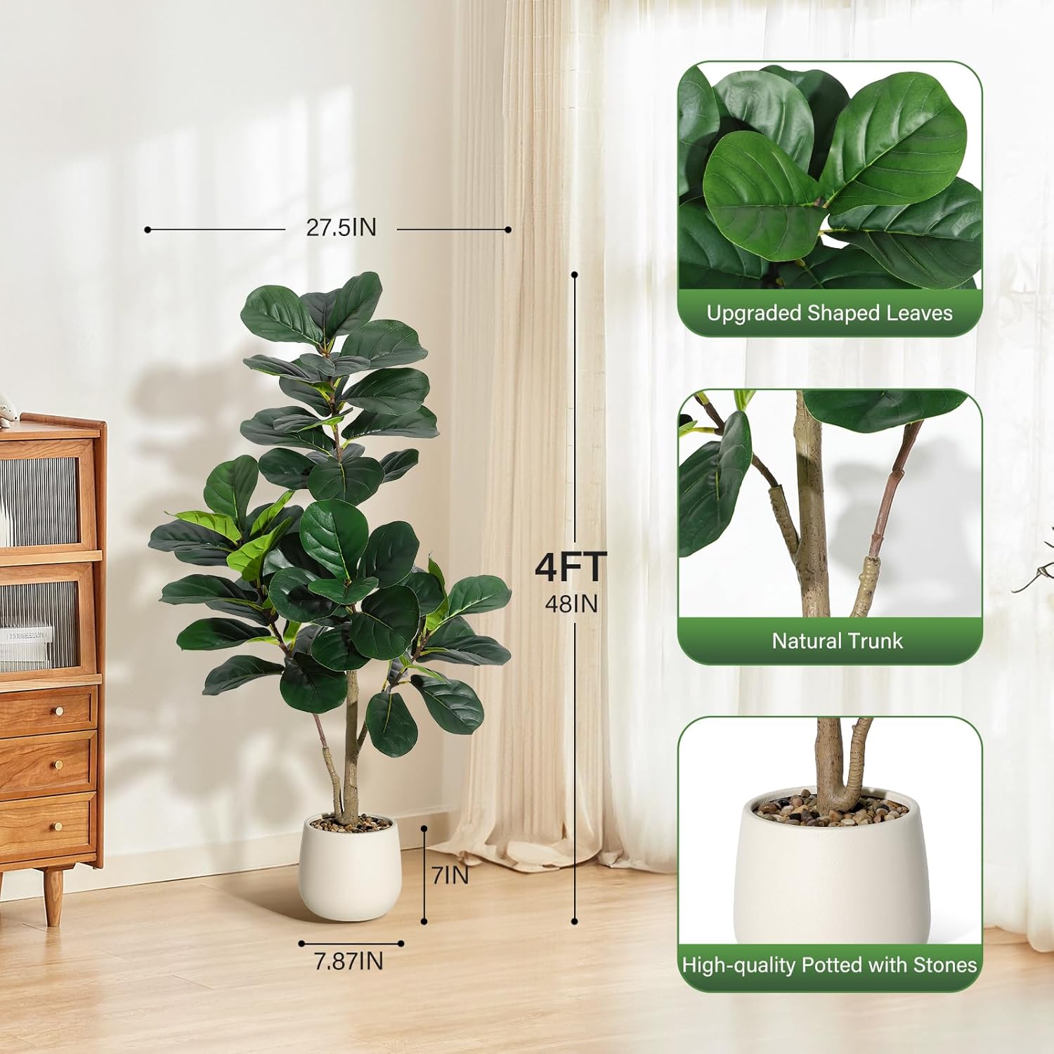 Fiddle Leaf Fig Tree Artificia - Ficus Lyrata Tree ulasan dan harga